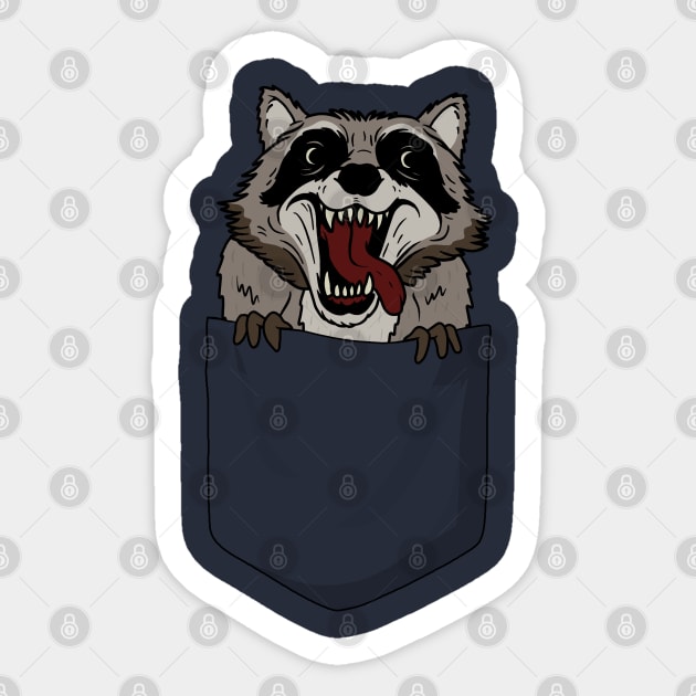 Raccoon in pocket Sticker by valentinahramov